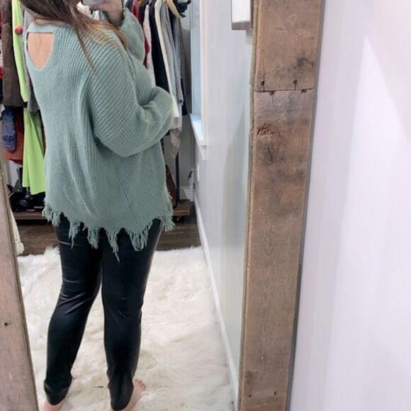 Full Circle Trends green sweater with fringe size 2X - Picture 3 of 6